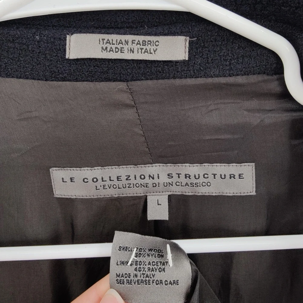 Le Collezioni Mens Dark Academia Old Money Wool Blazer L Jacket Black Italian